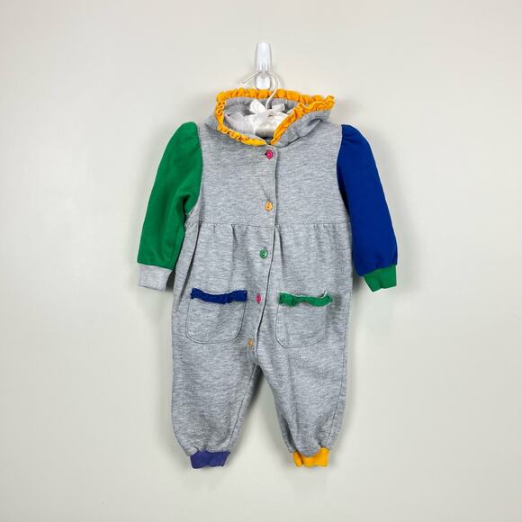 Vintage Jet Set Gray Rainbow Hooded Coverall